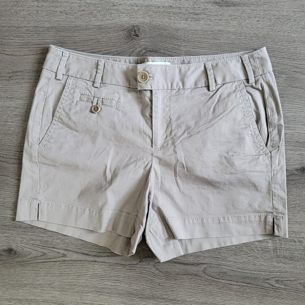 Banana Republic Martin Fit Khaki Tan Stretch Chino Shorts Womens 6 Casual Preppy